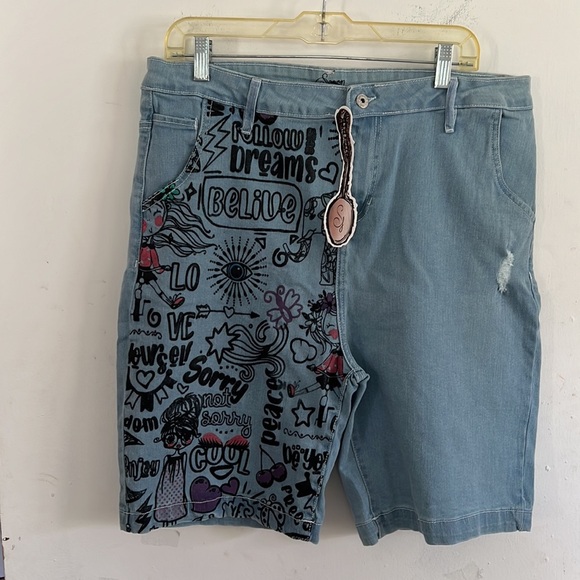 Spoon woman distressed blue jeans shorts - Picture 2 of 7